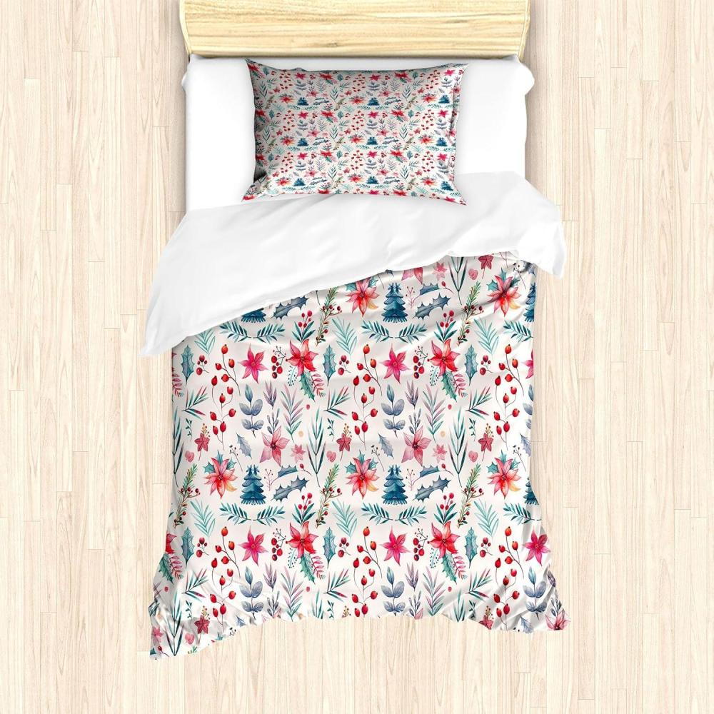 imageAmbesonne Snowflake Duvet Cover Set Lace Style Arrangement of Snowflakes Winter Season Christmas Illustration Decorative 3 Piece Bedding Set with 2 Pillow Shams California King Blue Black WhiteHot Pink and Pale Petrol Blue
