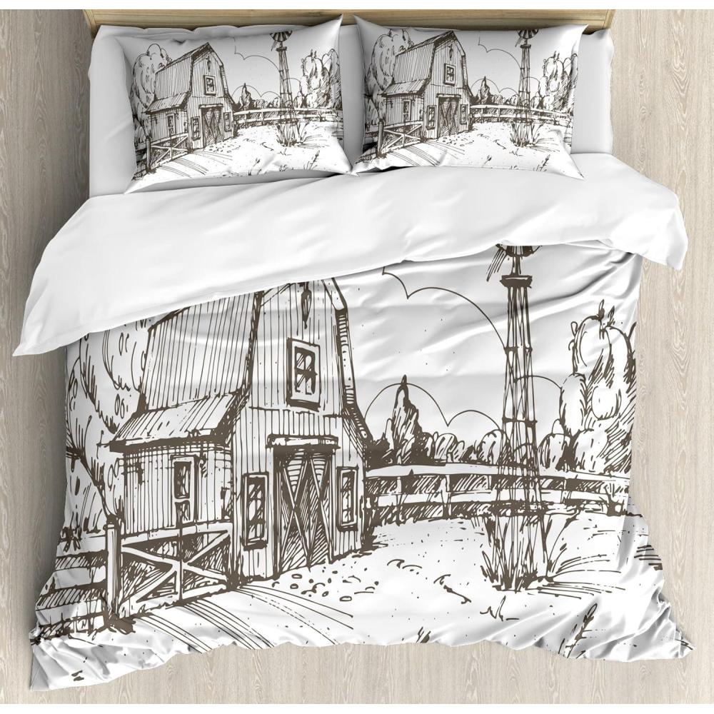 imageAmbesonne Snowflake Duvet Cover Set Lace Style Arrangement of Snowflakes Winter Season Christmas Illustration Decorative 3 Piece Bedding Set with 2 Pillow Shams California King Blue Black WhiteTaupe
