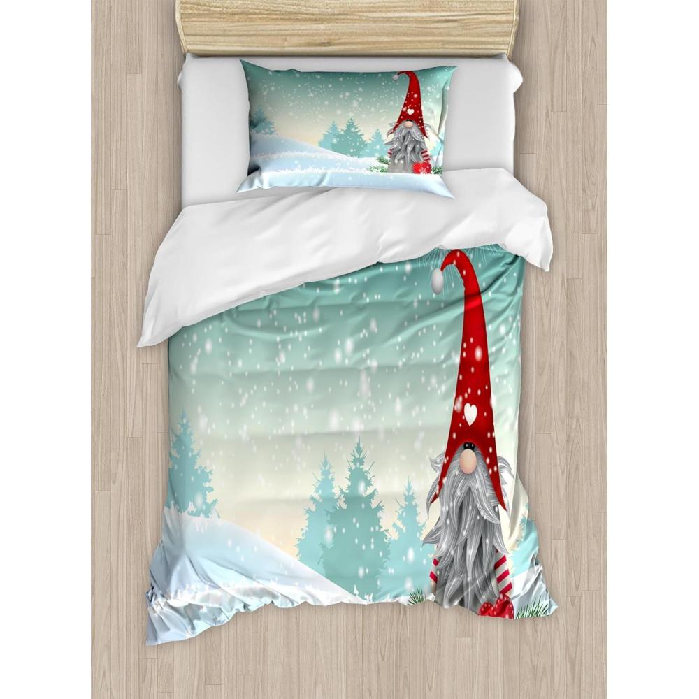 imageAmbesonne Snowflake Duvet Cover Set Lace Style Arrangement of Snowflakes Winter Season Christmas Illustration Decorative 3 Piece Bedding Set with 2 Pillow Shams California King Blue Black WhiteOff White