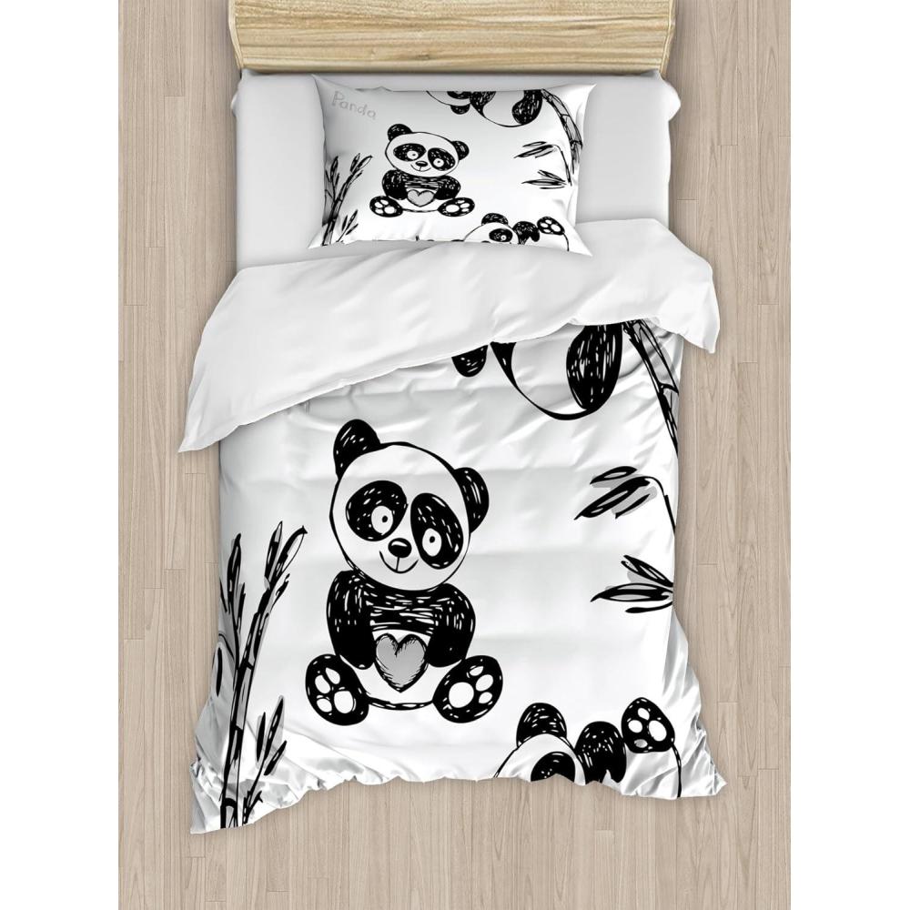 imageAmbesonne Snowflake Duvet Cover Set Lace Style Arrangement of Snowflakes Winter Season Christmas Illustration Decorative 3 Piece Bedding Set with 2 Pillow Shams California King Blue Black WhiteWhite and Charcoal