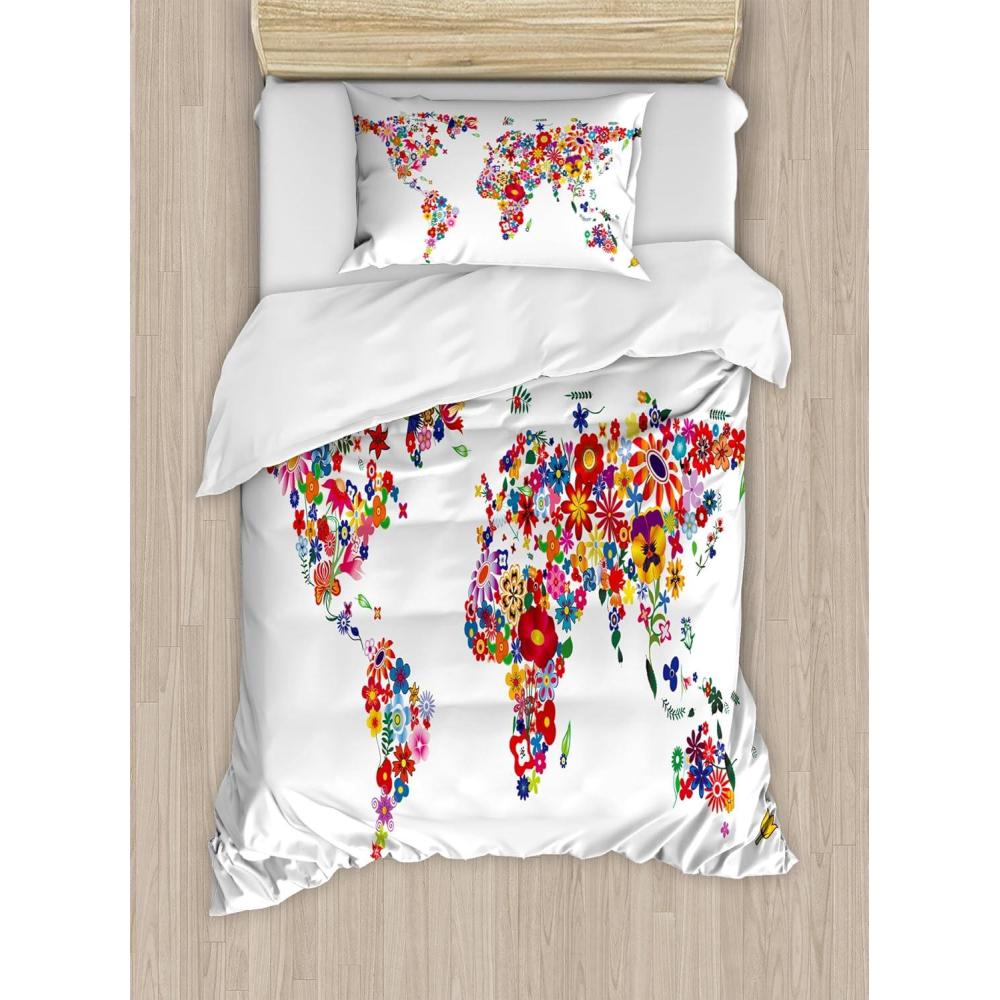 imageAmbesonne Snowflake Duvet Cover Set Lace Style Arrangement of Snowflakes Winter Season Christmas Illustration Decorative 3 Piece Bedding Set with 2 Pillow Shams California King Blue Black WhiteWhite Red
