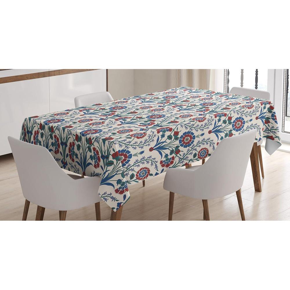 imageAmbesonne Snowflake Tablecloth Winter Holiday Illustration Christmas Snowflakes on Abstract Background Rectangular Table Cover for Dining Room Kitchen Decor 60quot X 84quotBlue WhiteMaroon Teal