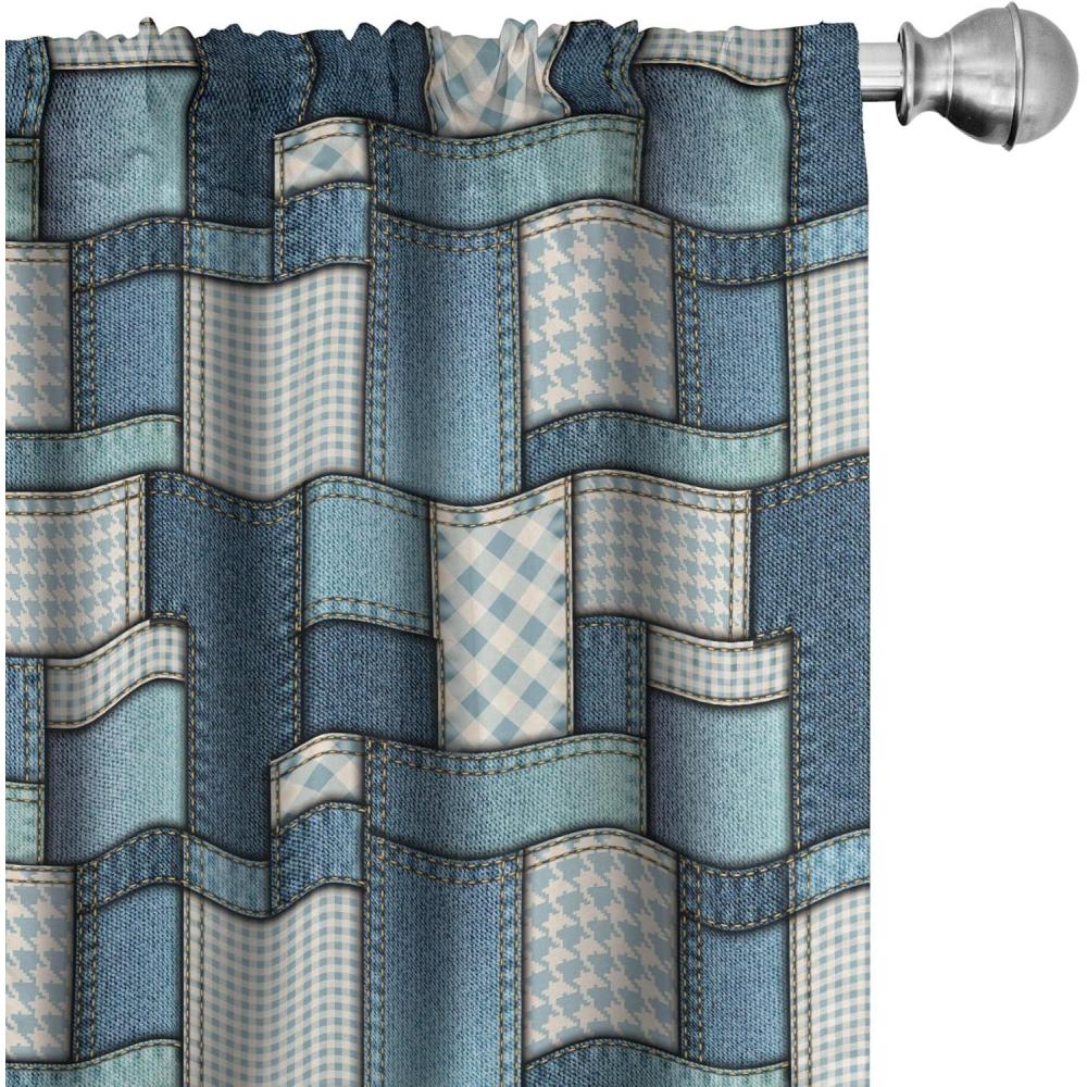imageAmbesonne Southwestern Curtains Pastel Ethnic Stripes and Nature Flora and Botany Motives Print Window Treatments 2 Panel Set for Living Room Bedroom Pair of  28quot x 63quot Teal Eggshell and PaprikaBaby Blue