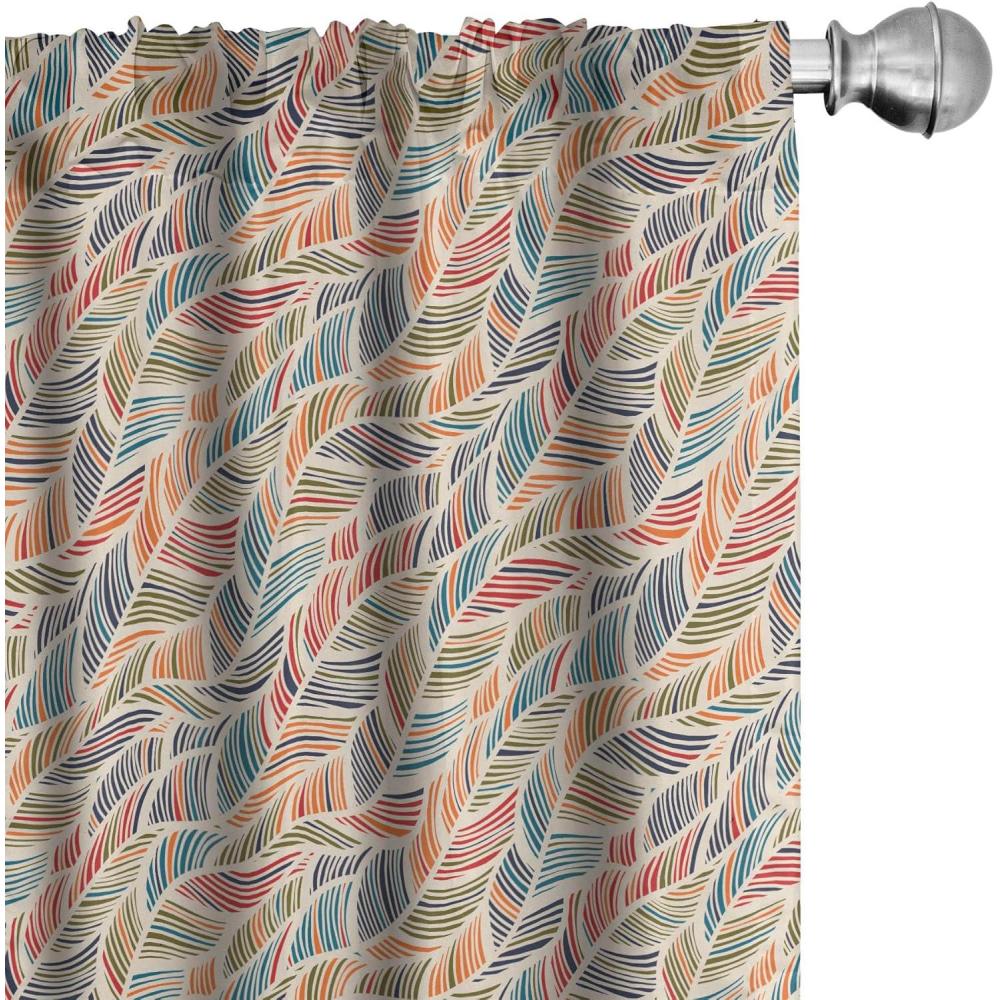 imageAmbesonne Southwestern Curtains Pastel Ethnic Stripes and Nature Flora and Botany Motives Print Window Treatments 2 Panel Set for Living Room Bedroom Pair of  28quot x 63quot Teal Eggshell and PaprikaPastel Ivory