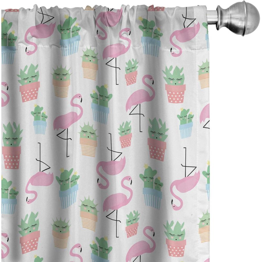 imageAmbesonne Southwestern Curtains Pastel Ethnic Stripes and Nature Flora and Botany Motives Print Window Treatments 2 Panel Set for Living Room Bedroom Pair of  28quot x 63quot Teal Eggshell and PaprikaPink Green