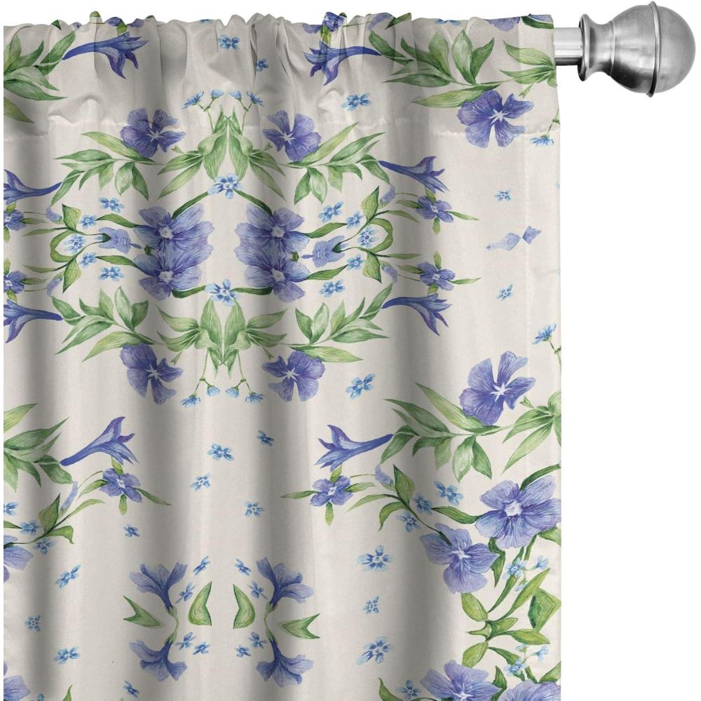 imageAmbesonne Spring Curtains Night Time Jungle Scene with Dots Neutral Leaves and Delicate Petals Flowers Window Treatments 2 Panel Set for Living Room Bedroom Pair of  28quot x 95quot Dark Salmon IndigoViolet Blue and Peacock Green
