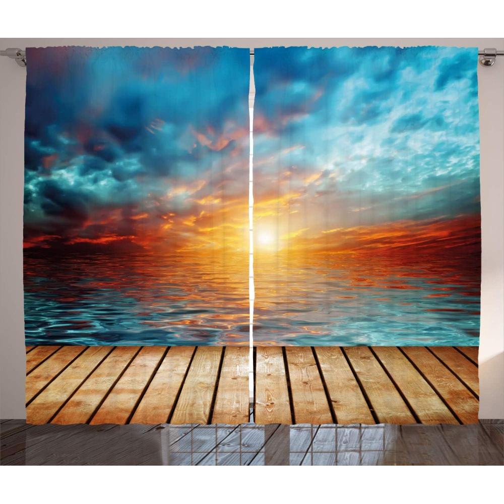 imageAmbesonne Waterfall Curtains Rocky Waterfall to Pond Running Off Scenic Nature Themed Picture Print Living Room Bedroom Window Drapes 2 Panel Set 108quot X 84quot BrownBrown Orange