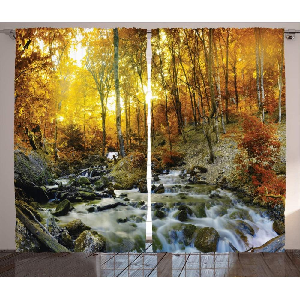 imageAmbesonne Waterfall Curtains Rocky Waterfall to Pond Running Off Scenic Nature Themed Picture Print Living Room Bedroom Window Drapes 2 Panel Set 108quot X 84quot BrownSage Green
