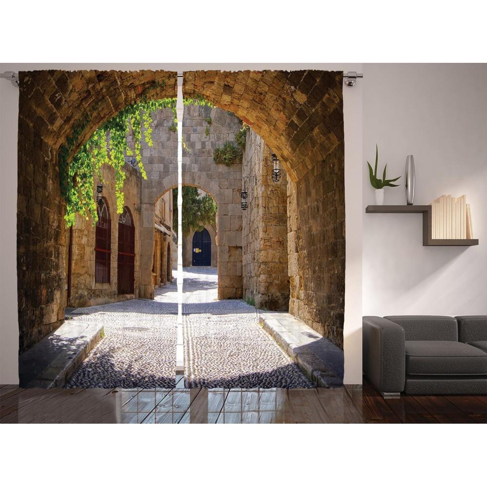 imageAmbesonne Waterfall Curtains Rocky Waterfall to Pond Running Off Scenic Nature Themed Picture Print Living Room Bedroom Window Drapes 2 Panel Set 108quot X 84quot BrownBrown Green