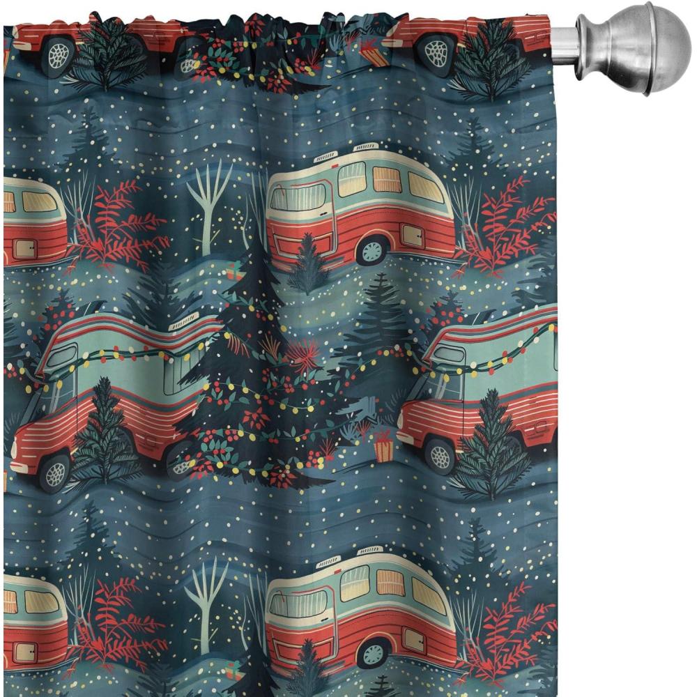 imageAmbesonne Winter Curtains Various Different Ornate Snowflakes Blizzard Cold Season Xmas Themed Window Treatments 2 Panel Set for Living Room Bedroom Pair of 28quot x 95quot Pale Blue Dark BlueNight Blue and Hot Pink