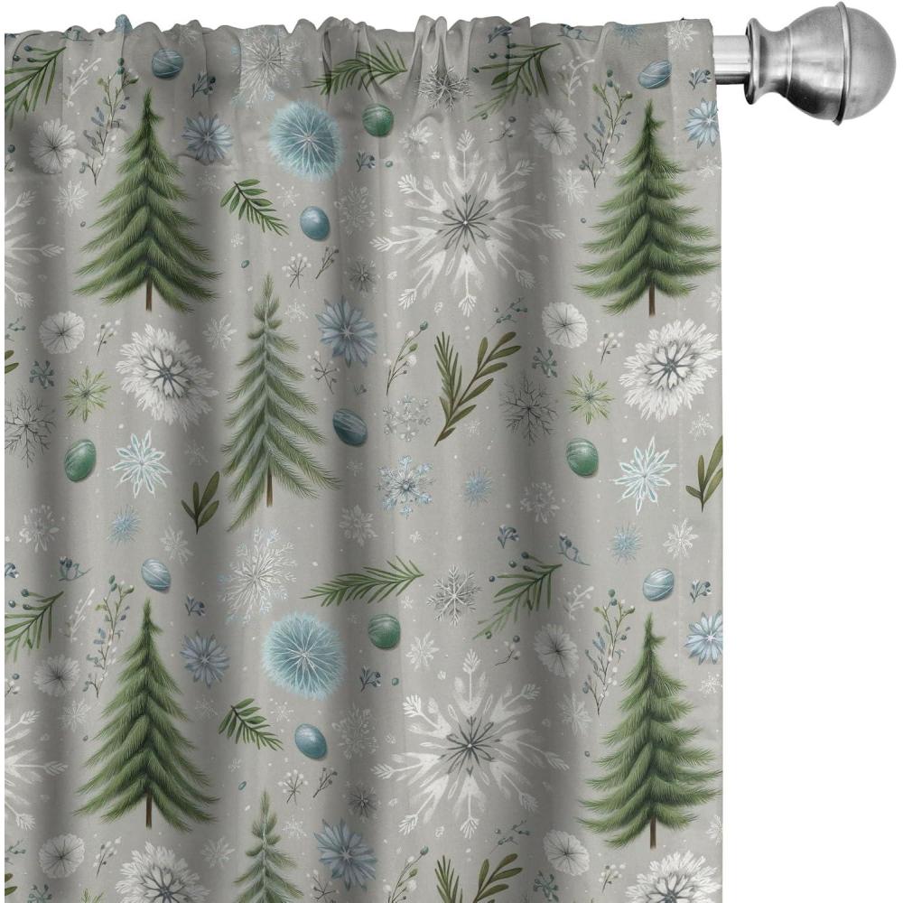 imageAmbesonne Winter Curtains Various Different Ornate Snowflakes Blizzard Cold Season Xmas Themed Window Treatments 2 Panel Set for Living Room Bedroom Pair of 28quot x 95quot Pale Blue Dark BluePale Sage Green and Seafoam
