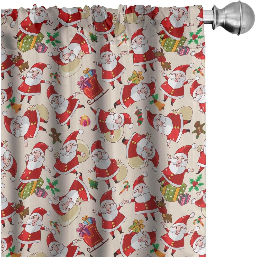 imageAmbesonne Winter Curtains Various Different Ornate Snowflakes Blizzard Cold Season Xmas Themed Window Treatments 2 Panel Set for Living Room Bedroom Pair of 28quot x 95quot Pale Blue Dark BlueRed White