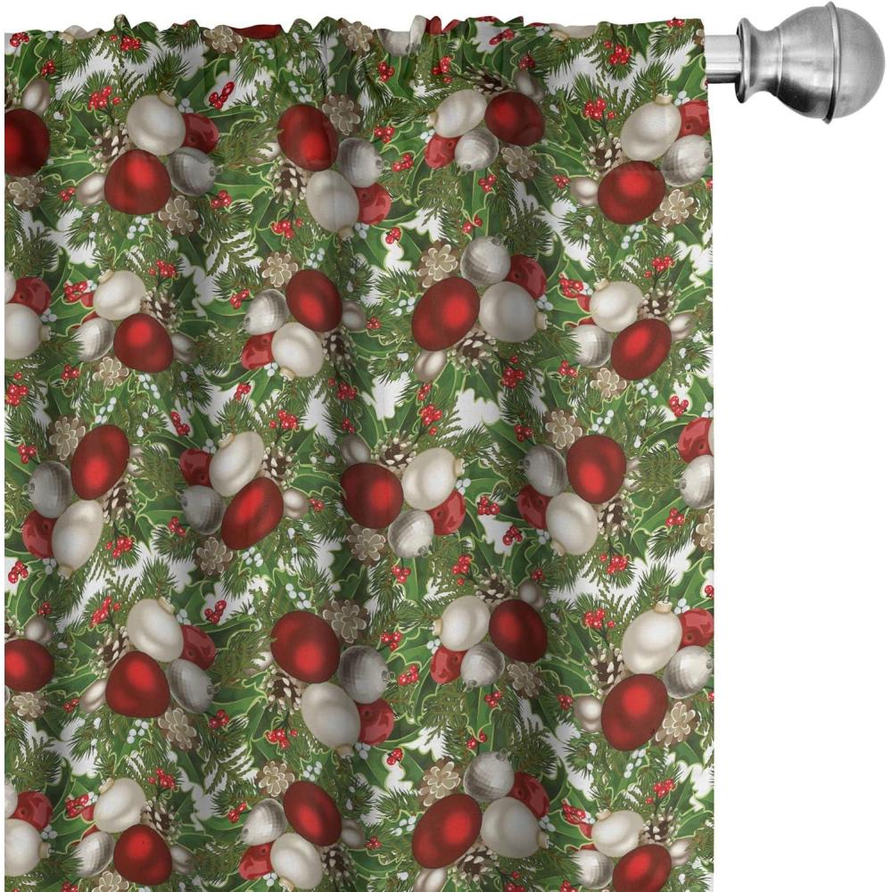 imageAmbesonne Winter Curtains Various Different Ornate Snowflakes Blizzard Cold Season Xmas Themed Window Treatments 2 Panel Set for Living Room Bedroom Pair of 28quot x 95quot Pale Blue Dark BlueRed Green Grey