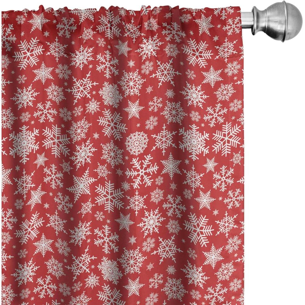 imageAmbesonne Winter Curtains Various Different Ornate Snowflakes Blizzard Cold Season Xmas Themed Window Treatments 2 Panel Set for Living Room Bedroom Pair of  28quot x 95quot Pale Blue Dark BlueWhite and Vermilion