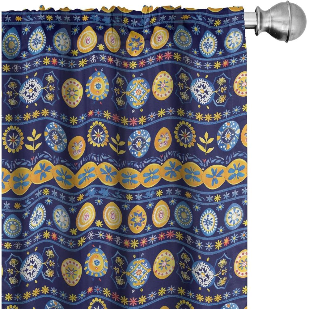 imageAmbesonne Winter Curtains Various Different Ornate Snowflakes Blizzard Cold Season Xmas Themed Window Treatments 2 Panel Set for Living Room Bedroom Pair of  28quot x 95quot Pale Blue Dark BlueYellow Coral and Blue