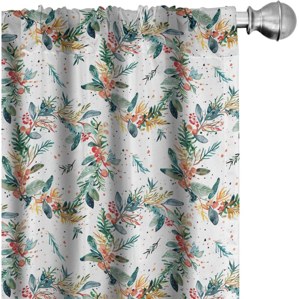 imageAmbesonne Winter Curtains Various Different Ornate Snowflakes Blizzard Cold Season Xmas Themed Window Treatments 2 Panel Set for Living Room Bedroom Pair of 28quot x 95quot Pale Blue Dark BlueTeal Coral and Mustard