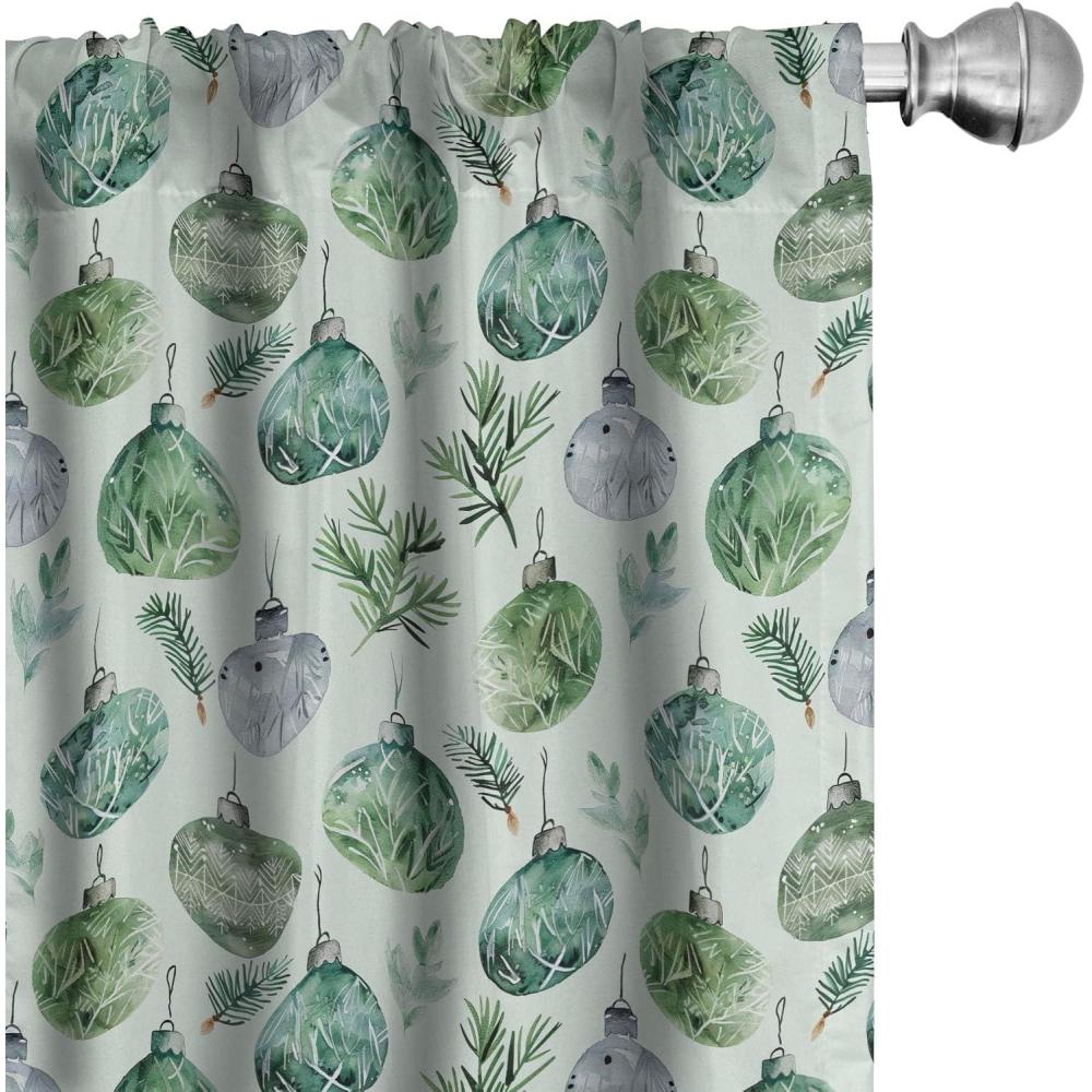 imageAmbesonne Winter Curtains Various Different Ornate Snowflakes Blizzard Cold Season Xmas Themed Window Treatments 2 Panel Set for Living Room Bedroom Pair of 28quot x 95quot Pale Blue Dark BluePale Mint Green and White