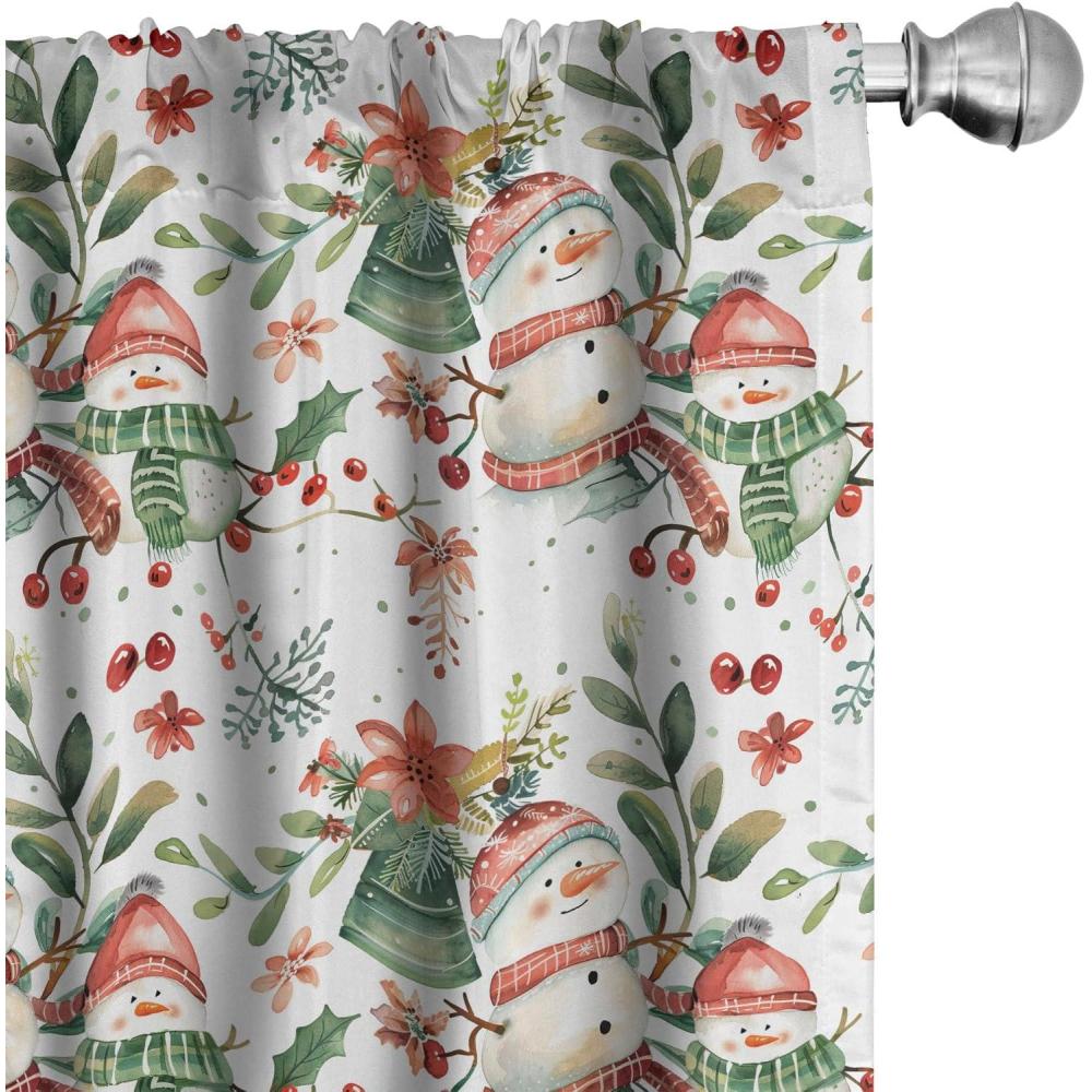 imageAmbesonne Winter Curtains Various Different Ornate Snowflakes Blizzard Cold Season Xmas Themed Window Treatments 2 Panel Set for Living Room Bedroom Pair of 28quot x 95quot Pale Blue Dark BlueBurgundy Tan and Vermilion