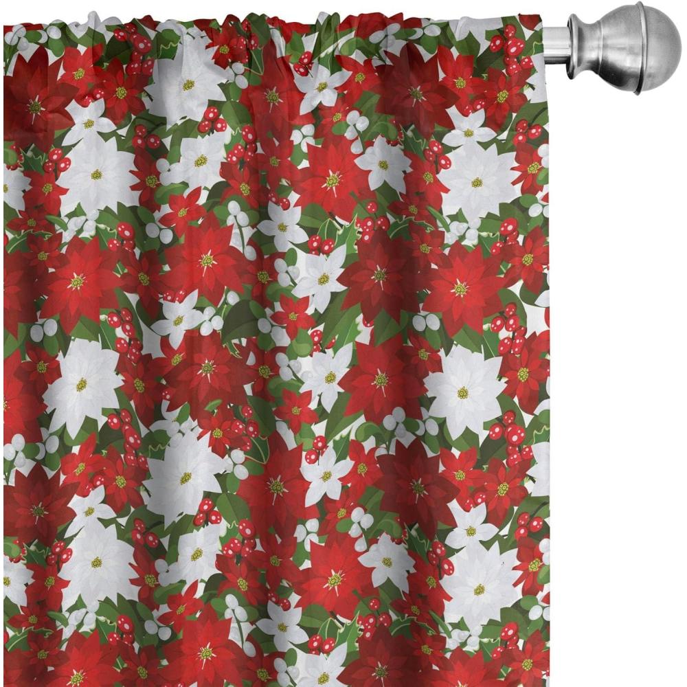 imageAmbesonne Winter Curtains Various Different Ornate Snowflakes Blizzard Cold Season Xmas Themed Window Treatments 2 Panel Set for Living Room Bedroom Pair of 28quot x 95quot Pale Blue Dark BlueWhite Red Green