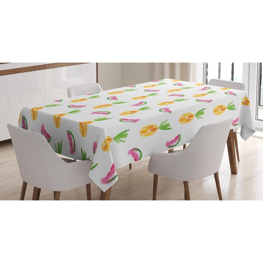 imageAmbesonne Winter Tablecloth Pattern with Ornate Snowflake Motifs and Dots Retro Christmas Inspired Repetitive Rectangular Table Cover for Dining Room Kitchen Decor 60quot X 84quotWhite BluegreyPastel Orange