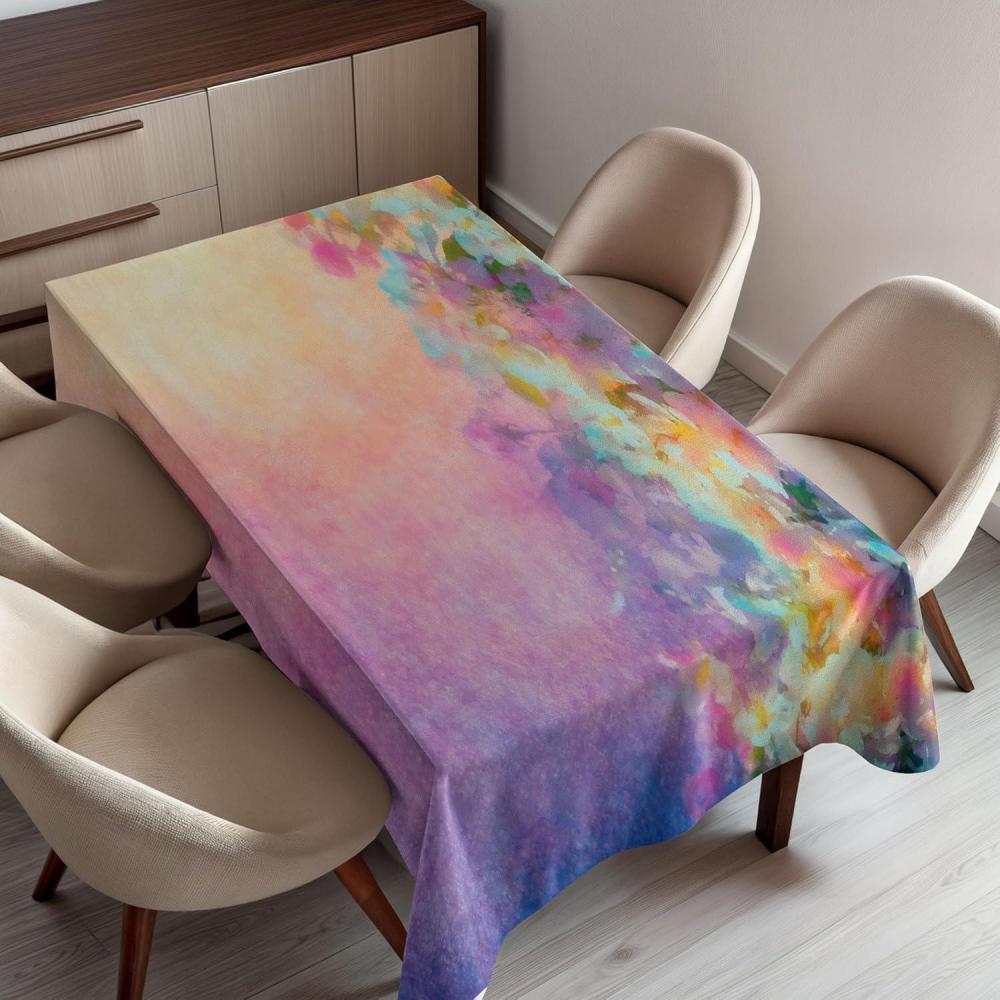 imageAmbesonne Winter Tablecloth Pattern with Ornate Snowflake Motifs and Dots Retro Christmas Inspired Repetitive Rectangular Table Cover for Dining Room Kitchen Decor 60quot X 84quotWhite BluegreyMarigold Purple