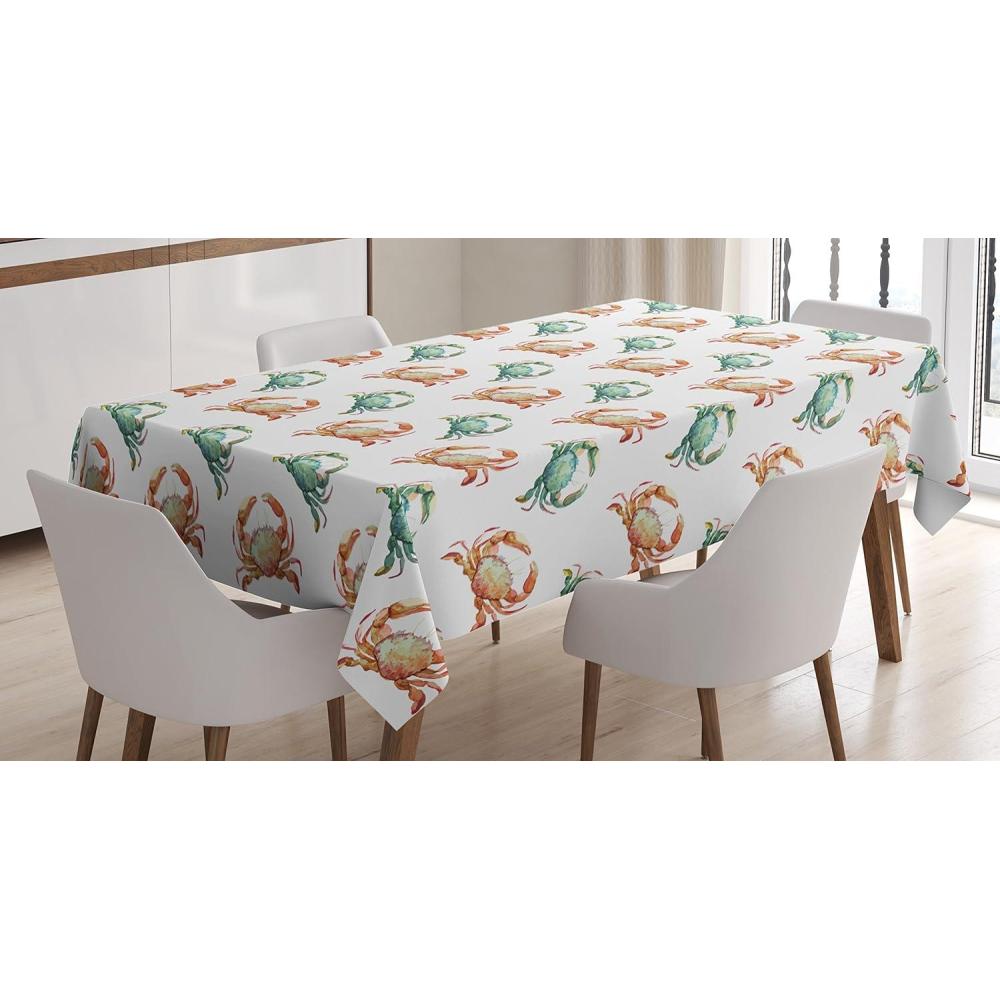 imageAmbesonne Winter Tablecloth Pattern with Ornate Snowflake Motifs and Dots Retro Christmas Inspired Repetitive Rectangular Table Cover for Dining Room Kitchen Decor 60quot X 84quotWhite BluegreyOrange Turquoise