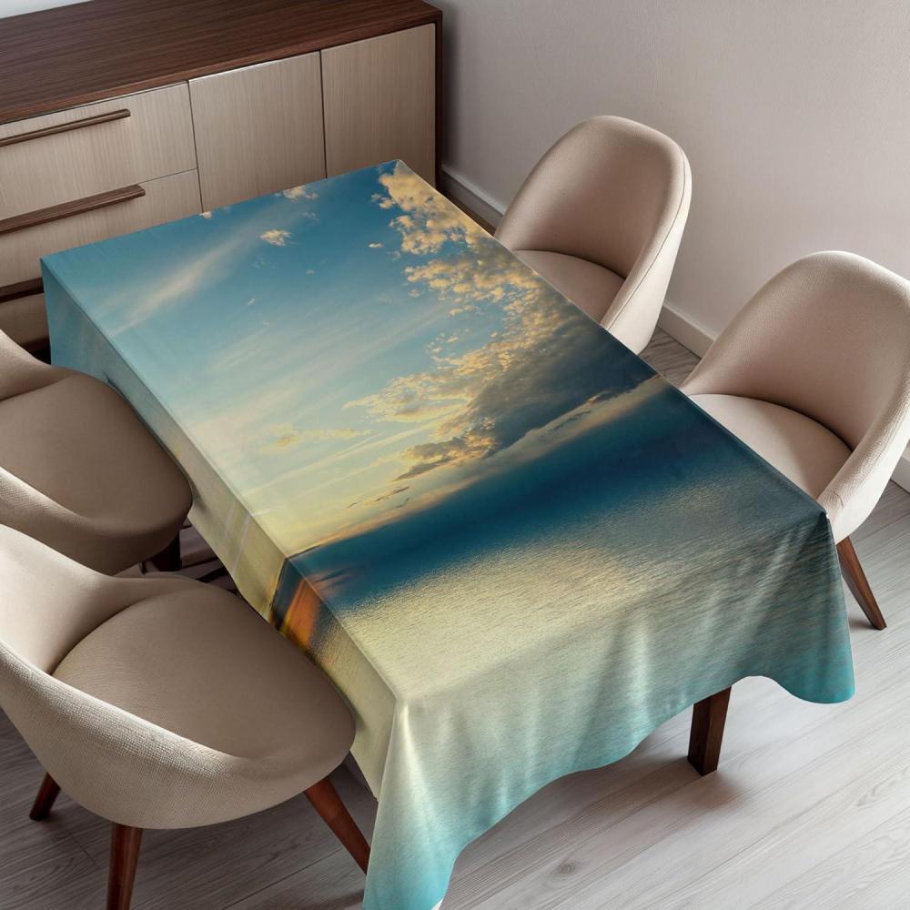 imageAmbesonne Winter Tablecloth Pattern with Ornate Snowflake Motifs and Dots Retro Christmas Inspired Repetitive Rectangular Table Cover for Dining Room Kitchen Decor 60quot X 84quotWhite BluegreyTeal Blue
