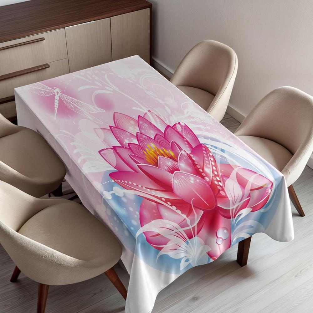 imageAmbesonne Winter Tablecloth Pattern with Ornate Snowflake Motifs and Dots Retro Christmas Inspired Repetitive Rectangular Table Cover for Dining Room Kitchen Decor 60quot X 84quotWhite BluegreyPink Blue
