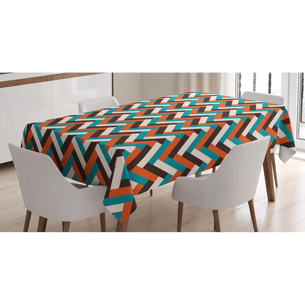 imageAmbesonne Winter Tablecloth Pattern with Ornate Snowflake Motifs and Dots Retro Christmas Inspired Repetitive Rectangular Table Cover for Dining Room Kitchen Decor 60quot X 84quotWhite BluegreyCinnamon Blue
