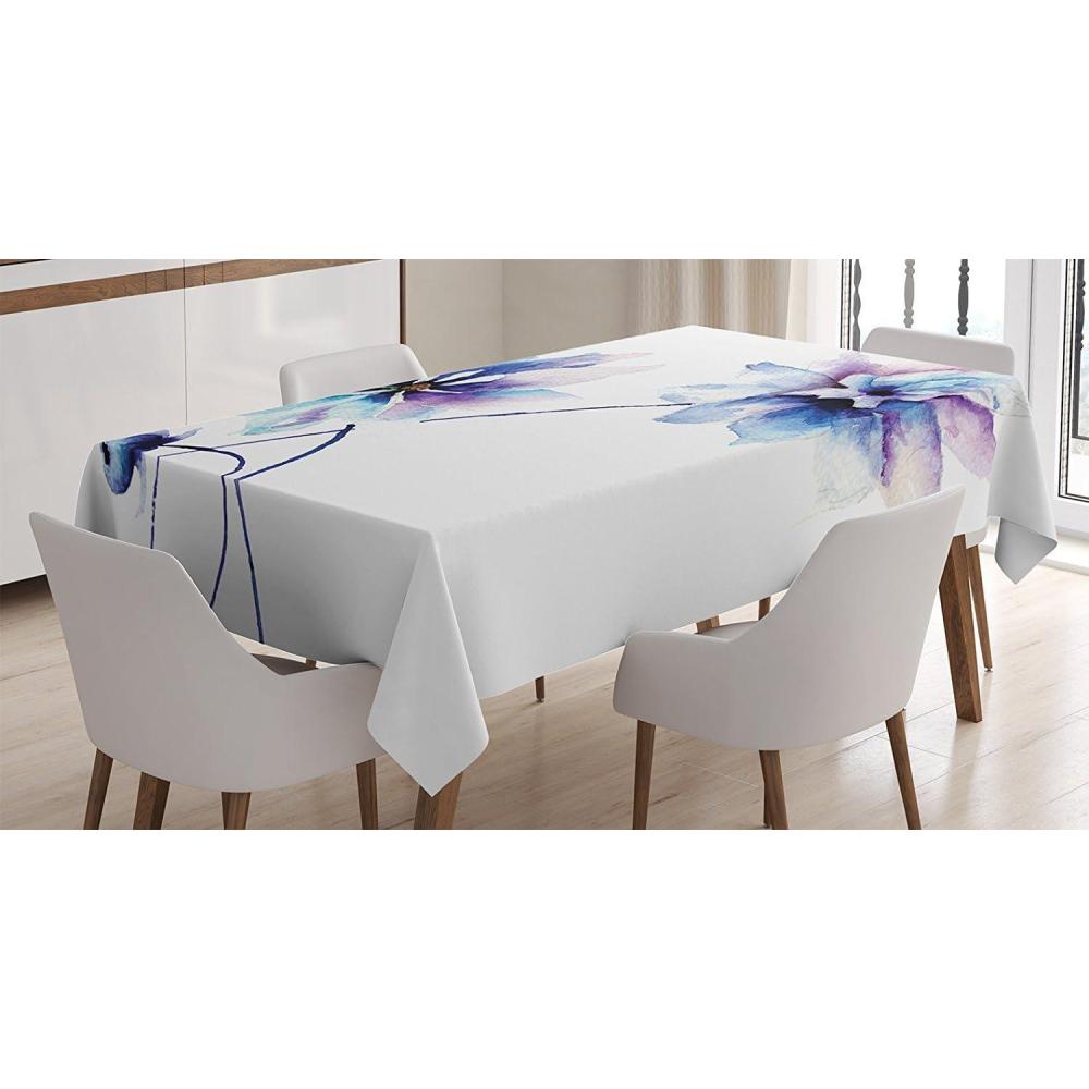 imageAmbesonne Winter Tablecloth Pattern with Ornate Snowflake Motifs and Dots Retro Christmas Inspired Repetitive Rectangular Table Cover for Dining Room Kitchen Decor 60quot X 84quotWhite BluegreyWhite Purple