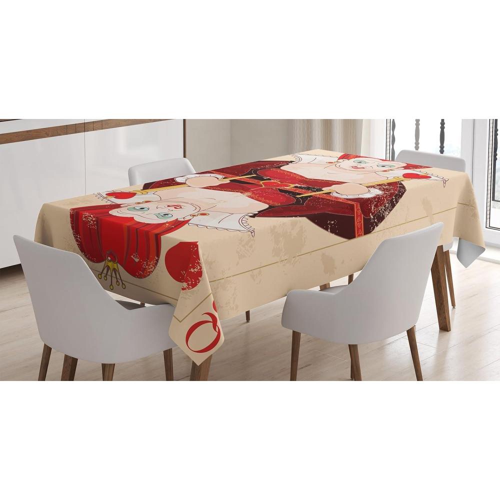imageAmbesonne Winter Tablecloth Pattern with Ornate Snowflake Motifs and Dots Retro Christmas Inspired Repetitive Rectangular Table Cover for Dining Room Kitchen Decor 60quot X 84quotWhite BluegreyBrown Ecru