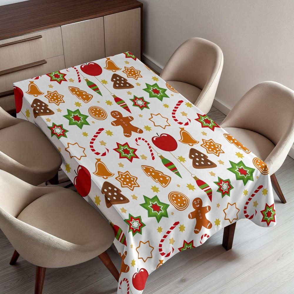 imageAmbesonne Winter Tablecloth Pattern with Ornate Snowflake Motifs and Dots Retro Christmas Inspired Repetitive Rectangular Table Cover for Dining Room Kitchen Decor 60quot X 84quotWhite BluegreyRed Cinnamon