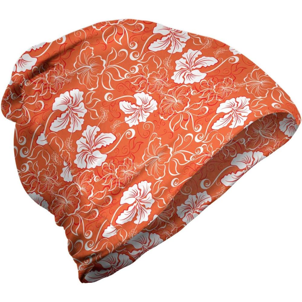 imageAmbesonne unisexadult mens BeanieOrange White