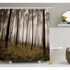 Ambesonne Antlers Shower Curtain, Moose in Winter Forest Wildlife Reindeer Christmas Theme Watercolor Painting Style, Cloth Fabric Bathroom Decor Set with Hooks, 69″ W x 70″ L, Beige Green(Olive Black)