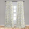 Ambesonne Birds and Nature Curtains, Delicate Spring Chill with Leafy Flowers with Wingy Animals, Window Treatments 2 Panel Set for Living Room Bedroom, Pair of – 28″ x 84″, Blush Laurel Green White(Yellow Cream)