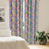 Ambesonne Birds and Nature Curtains, Delicate Spring Chill with Leafy Flowers with Wingy Animals, Window Treatments 2 Panel Set for Living Room Bedroom, Pair of – 28″ x 84″, Blush Laurel Green White(Yellow Blue)
