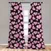 Ambesonne Birds and Nature Curtains, Delicate Spring Chill with Leafy Flowers with Wingy Animals, Window Treatments 2 Panel Set for Living Room Bedroom, Pair of – 28″ x 84″, Blush Laurel Green White(Pink and Black)