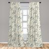 Ambesonne Birds and Nature Curtains, Delicate Spring Chill with Leafy Flowers with Wingy Animals, Window Treatments 2 Panel Set for Living Room Bedroom, Pair of – 28″ x 84″, Blush Laurel Green White(Teal Eggshell)