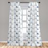Ambesonne Birds and Nature Curtains, Delicate Spring Chill with Leafy Flowers with Wingy Animals, Window Treatments 2 Panel Set for Living Room Bedroom, Pair of – 28″ x 84″, Blush Laurel Green White(Navy White)