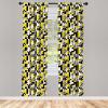 Ambesonne Birds and Nature Curtains, Delicate Spring Chill with Leafy Flowers with Wingy Animals, Window Treatments 2 Panel Set for Living Room Bedroom, Pair of – 28″ x 84″, Blush Laurel Green White(Yellow Black)