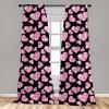 Ambesonne Birds and Nature Curtains, Delicate Spring Chill with Leafy Flowers with Wingy Animals, Window Treatments 2 Panel Set for Living Room Bedroom, Pair of – 28″ x 84″, Blush Laurel Green White(Pink and Black)