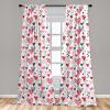 Ambesonne Birds and Nature Curtains, Delicate Spring Chill with Leafy Flowers with Wingy Animals, Window Treatments 2 Panel Set for Living Room Bedroom, Pair of – 28″ x 84″, Blush Laurel Green White(Black Pink)