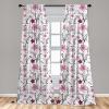 Ambesonne Birds and Nature Curtains, Delicate Spring Chill with Leafy Flowers with Wingy Animals, Window Treatments 2 Panel Set for Living Room Bedroom, Pair of – 28″ x 84″, Blush Laurel Green White(Rose Pink)