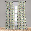 Ambesonne Birds and Nature Curtains, Delicate Spring Chill with Leafy Flowers with Wingy Animals, Window Treatments 2 Panel Set for Living Room Bedroom, Pair of – 28″ x 84″, Blush Laurel Green White(Multi Color)
