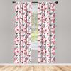 Ambesonne Birds and Nature Curtains, Delicate Spring Chill with Leafy Flowers with Wingy Animals, Window Treatments 2 Panel Set for Living Room Bedroom, Pair of – 28″ x 84″, Blush Laurel Green White(Black Pink)