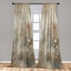 Ambesonne Bohemian Curtains, Boho Botanical Pattern of Thin Dried Branches and Blooming Roses, Window Treatments 2 Panel Set for Living Room Bedroom, Pair of – 28″ x 63″, Dark Tan Blue and Pale Sepia