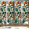 Ambesonne Bohemian Curtains, Bold and Big Feather Motif on Southwestern Inspired Striped Print, Window Treatments 2 Panel Set for Living Room Bedroom, Pair of – 28″ x 63″, Cadet Blue Beige and Brown(Dark Orange Teal Beige)
