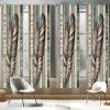 Ambesonne Bohemian Curtains, Bold and Big Feather Motif on Southwestern Inspired Striped Print, Window Treatments 2 Panel Set for Living Room Bedroom, Pair of – 28″ x 63″, Cadet Blue Beige and Brown(Cadet Blue Beige and Brown)