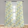 Ambesonne Bohemian Curtains, Bold and Big Feather Motif on Southwestern Inspired Striped Print, Window Treatments 2 Panel Set for Living Room Bedroom, Pair of – 28″ x 63″, Cadet Blue Beige and Brown(Green and Yellow)