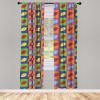 Ambesonne Bohemian Curtains, Bold and Big Feather Motif on Southwestern Inspired Striped Print, Window Treatments 2 Panel Set for Living Room Bedroom, Pair of – 28″ x 63″, Cadet Blue Beige and Brown(Purple Green)